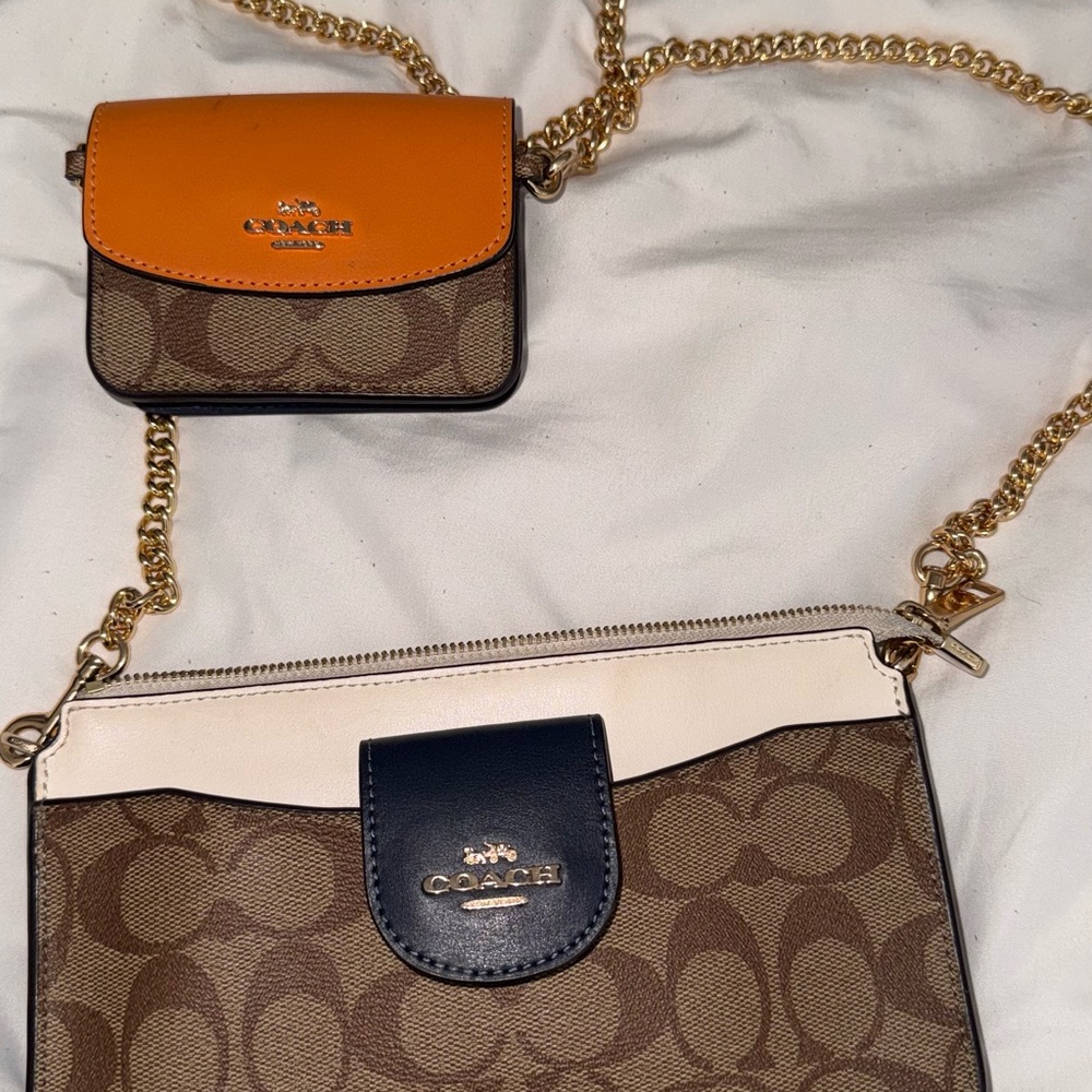 Coach Tan and Orange Crossbody Bag Duo